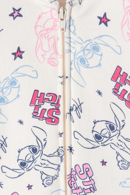 CHAQUETA DE STITCH MARFIL CON CAPUCHA PARA NIÑA