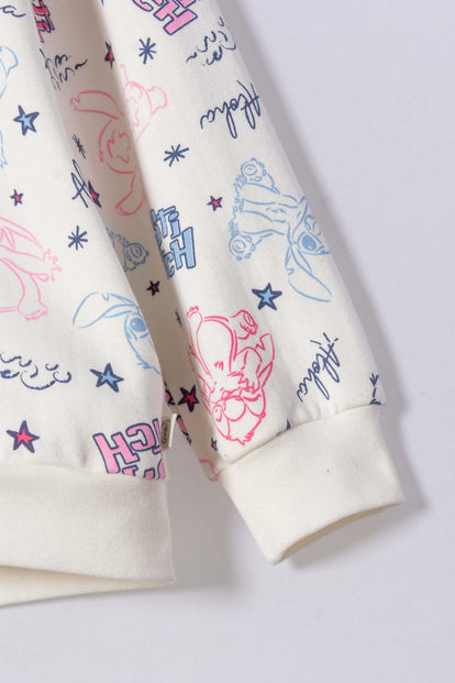 CHAQUETA DE STITCH MARFIL CON CAPUCHA PARA NIÑA