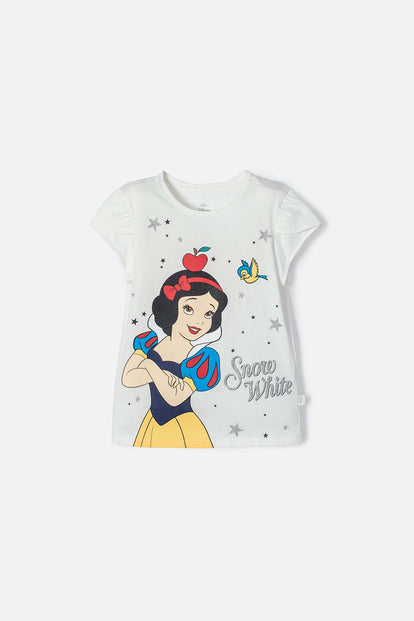 CAMISETA PRINCESAS DISNEY MANGA CORTA MARFIL PARA NIÑA