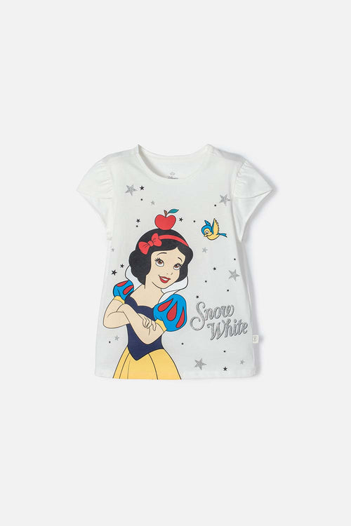 CAMISETA PRINCESAS DISNEY MANGA CORTA MARFIL PARA NIÑA