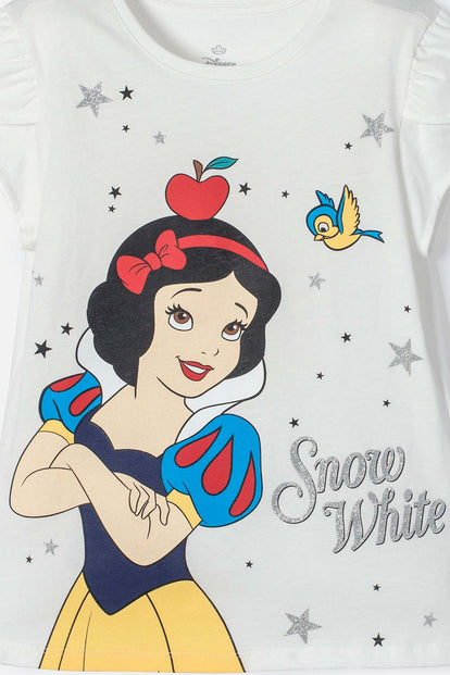 CAMISETA PRINCESAS DISNEY MANGA CORTA MARFIL PARA NIÑA