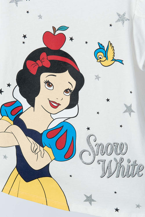 CAMISETA PRINCESAS DISNEY MANGA CORTA MARFIL PARA NIÑA