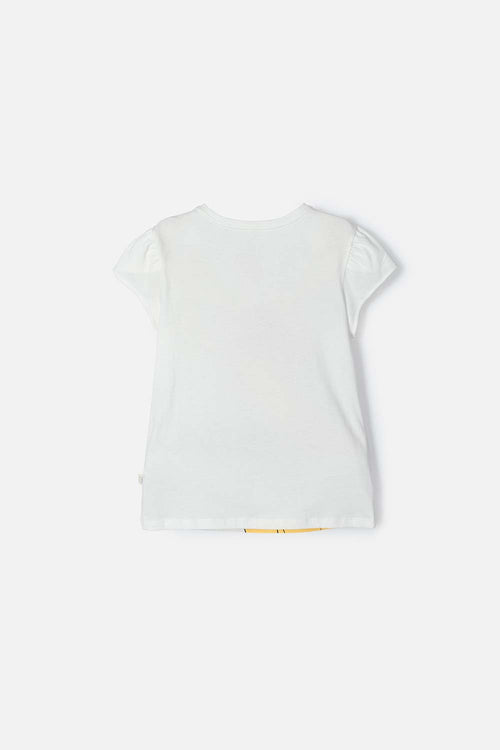 CAMISETA PRINCESAS DISNEY MANGA CORTA MARFIL PARA NIÑA