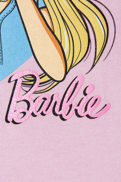 CAMISETA DE BARBIE MANGA CORTA ROSADA PARA NIÑA