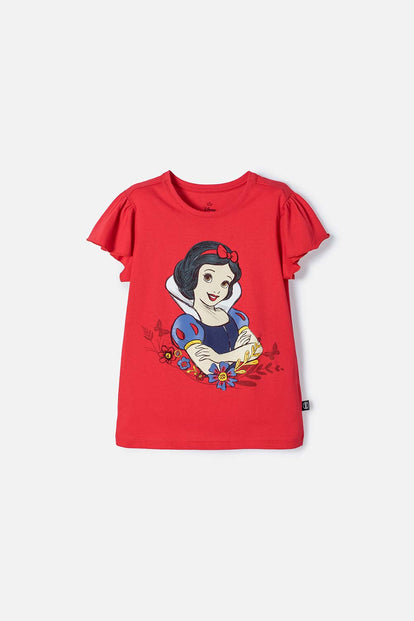 CAMISETA PRINCESAS DISNEY MANGA CORTA ROJO PARA NIÑA