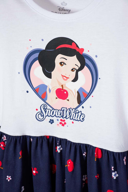 VESTIDO DE BLANCANIEVES BLANCO Y AZUL DE MANGA CORTA PARA NIÑA