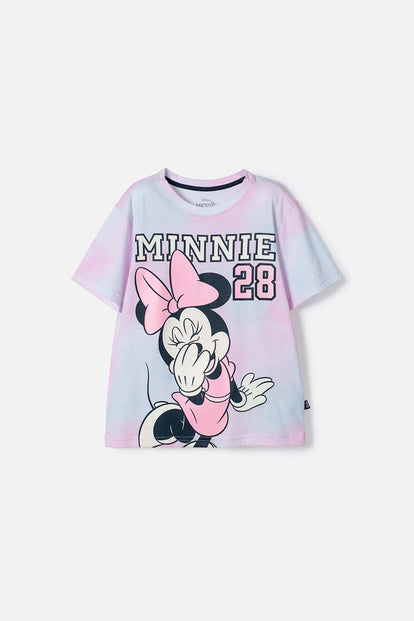 CAMISETA DE MINNIE MOUSE MULTICOLOR ESTAMPADA EN FRENTE PARA NIÑA