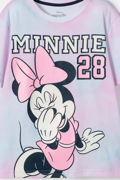 CAMISETA DE MINNIE MOUSE MULTICOLOR ESTAMPADA EN FRENTE PARA NIÑA