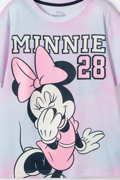 CAMISETA DE MINNIE MOUSE MULTICOLOR ESTAMPADA EN FRENTE PARA NIÑA