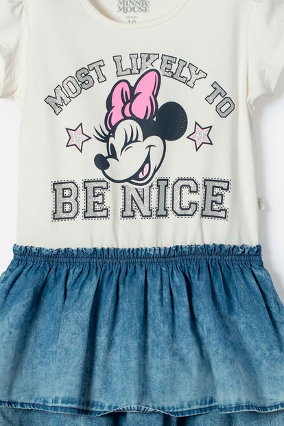 VESTIDO DE MINNIE MOUSE MARFIL DE FALDA CON BOLEROS PARA NIÑA