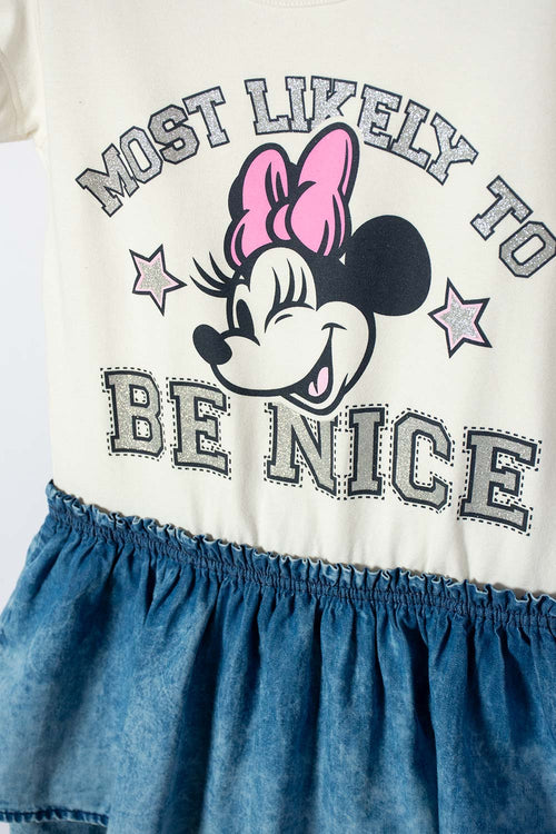 VESTIDO DE MINNIE MOUSE MARFIL DE FALDA CON BOLEROS PARA NIÑA