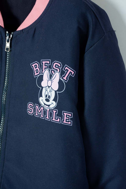 CHAQUETA DE MINNIE MOUSE AZUL CON AJUSTE DE CIERRE PARA NIÑA