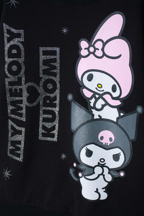 BUZO DE MY MELODY & KUROMI NEGRO DE DISEÑO CERRADO PARA NIÑA
