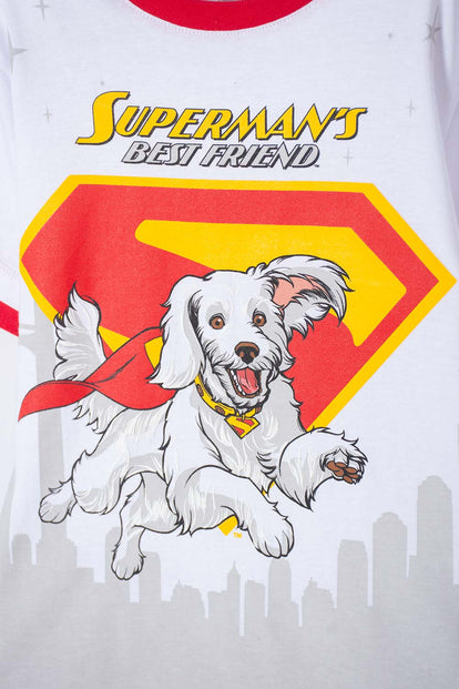 CAMISETA DE SUPERMAN MANGA CORTA BLANCO PARA NIÑO