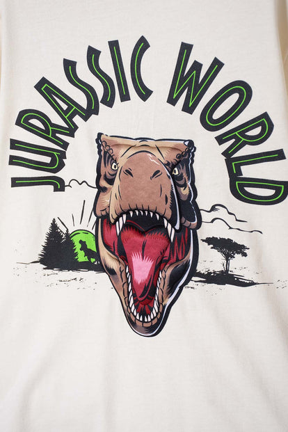 CAMISETA DE JURASSIC WORLD AVELLANA MANGA CORTA PARA NIÑO