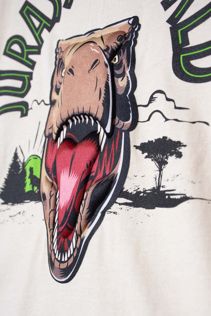 CAMISETA DE JURASSIC WORLD AVELLANA MANGA CORTA PARA NIÑO