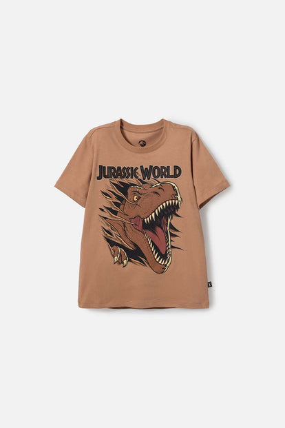 CAMISETA DE JURASSIC WORLD CAFÉ ESTAMPADA EN FRENTE PARA NIÑO