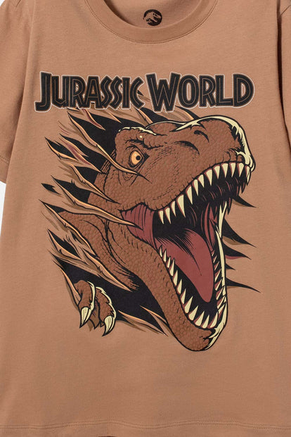 CAMISETA DE JURASSIC WORLD CAFÉ ESTAMPADA EN FRENTE PARA NIÑO