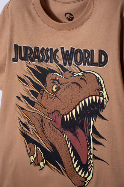 CAMISETA DE JURASSIC WORLD CAFÉ ESTAMPADA EN FRENTE PARA NIÑO