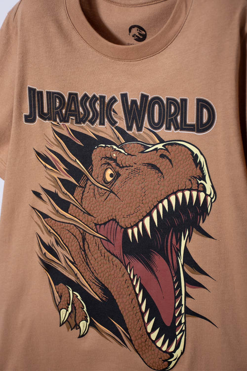 CAMISETA DE JURASSIC WORLD CAFÉ ESTAMPADA EN FRENTE PARA NIÑO