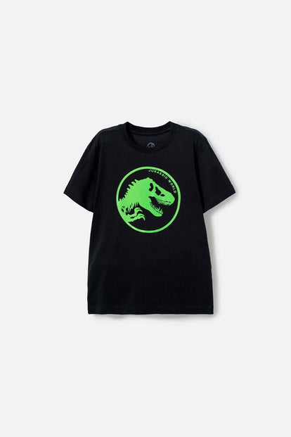 CAMISETA DE JURASSIC WORLD MANGA CORTA NEGRO PARA NIÑO