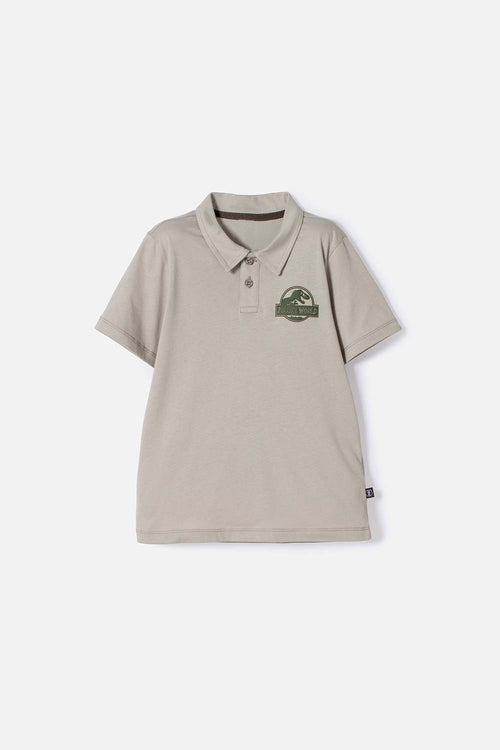 CAMISETA TIPO POLO DE JURASSIC WORLD VERDE PARA NIÑO