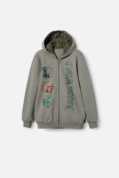BUZO DE JURASSIC WORLD VERDE CON CAPUCHA PARA NIÑO