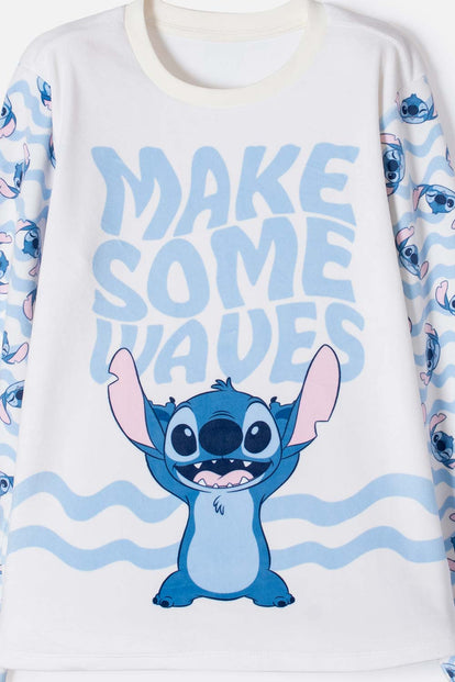 PIJAMA DE STITCH CON PANTALÓN MARFIL PARA NIÑA