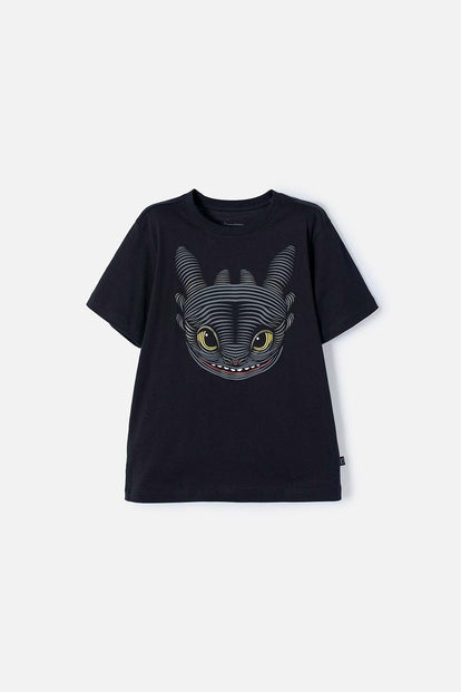 CAMISETA CÓMO ENTRENAR A TU DRAGÓN NEGRA MANGA CORTA PARA NIÑO