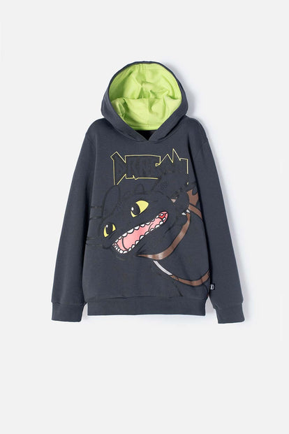 BUZO CÓMO ENTRENAR A TU DRAGÓN GRIS Y VERDE CON CAPUCHA PARA NIÑO