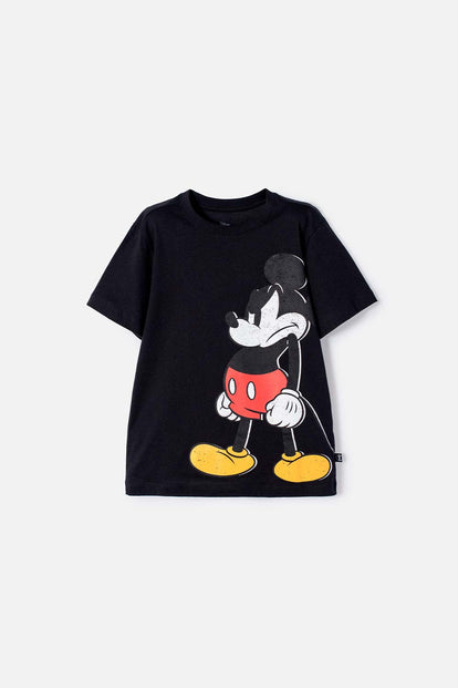 CAMISETA DE MICKEY MOUSE NEGRA MANGA CORTA PARA NIÑO