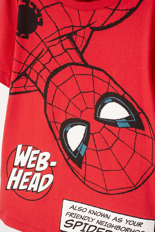 CAMISETA DE SPIDERMAN MANGA CORTA ROJO PARA NIÑO