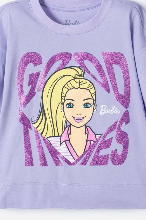 CAMISETA DE BARBIE LAVANDA CON MIRELLA PARA NIÑA