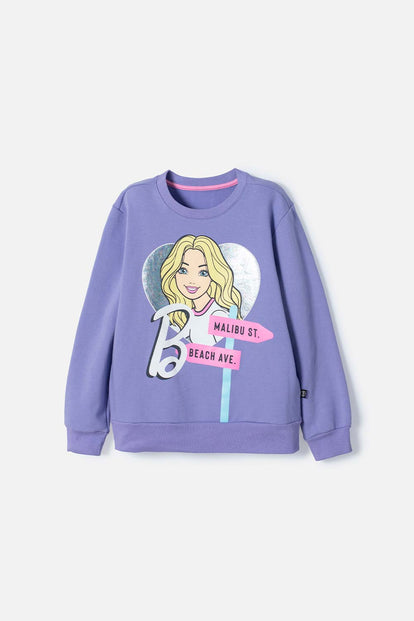 BUZO DE BARBIE LILA CERRADO PARA NIÑA