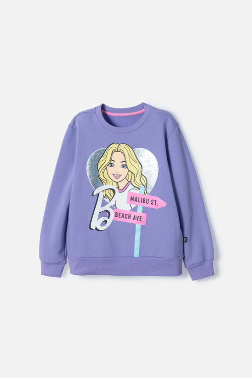 BUZO DE BARBIE LILA CERRADO PARA NIÑA