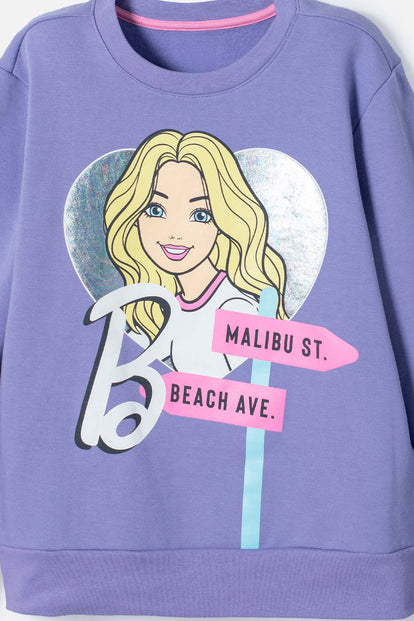 BUZO DE BARBIE LILA CERRADO PARA NIÑA