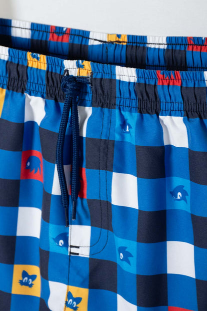 PANTALONETA DE BAÑO DE SONIC CON CORDÓN AZUL PARA NIÑO