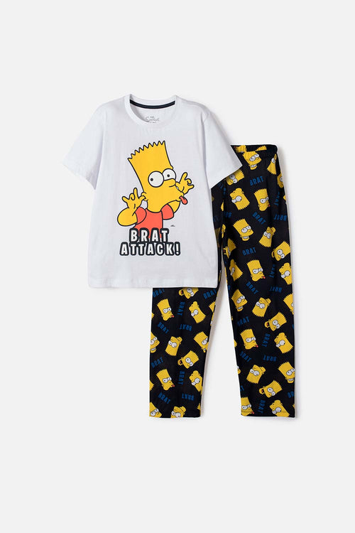 PIJAMA DE LOS SIMPSON CON PANTALÓN LARGO BLANCO, AZUL Y AMARILLO PARA NIÑO