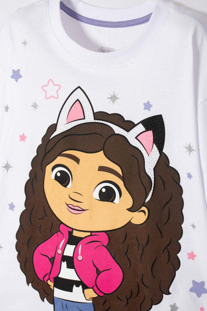 CAMISETA DE GABBY’S DOLLHOUSE MANGA CORTA BLANCO PARA NIÑA