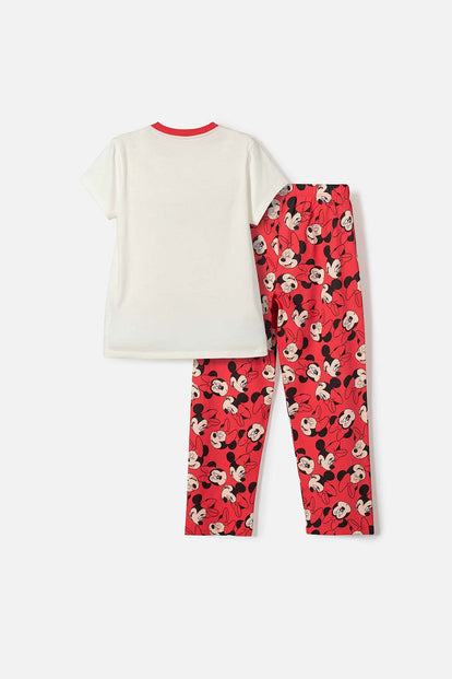 PIJAMA DE MINNIE MOUSE PANTALÓN LARGO MARFIL PARA NIÑA
