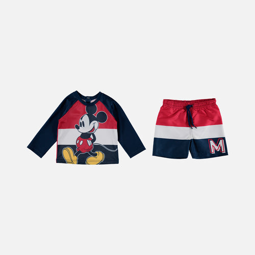 CONJUNTO DE BAÑO DE MICKEY MOUSE ESTAMPADO AZUL OSCURO PARA BEBÉ NIÑO