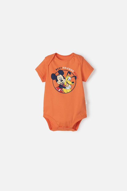 BODY DE MICKEY MOUSE MANGA CORTA NARANJA PARA BEBÉ NIÑO