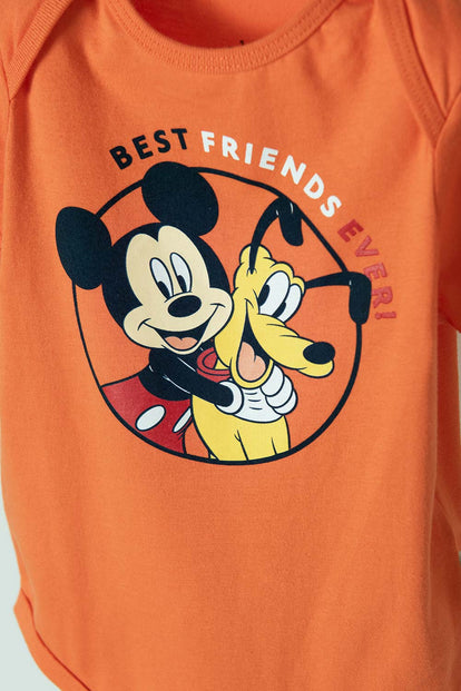 BODY DE MICKEY MOUSE MANGA CORTA NARANJA PARA BEBÉ NIÑO