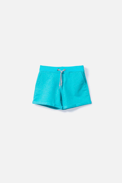 SHORT DE MIC CON CORDÓN AZUL PARA NIÑA