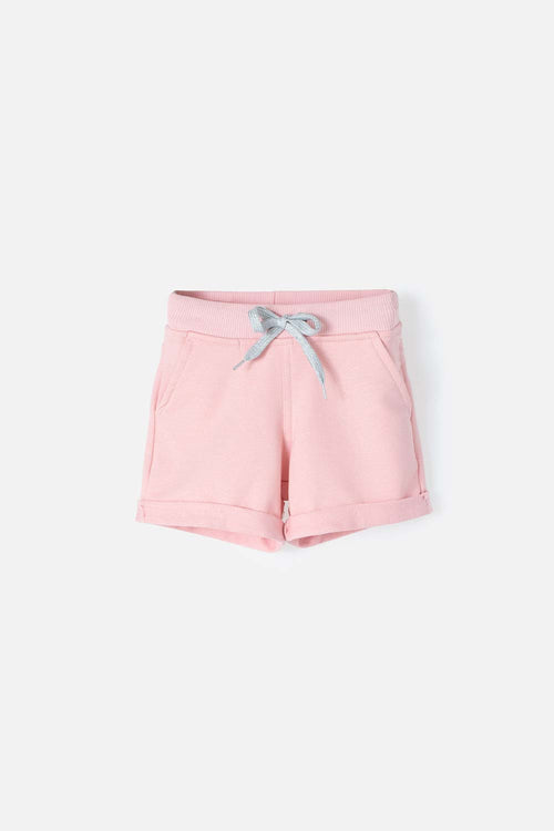 SHORT LITTLEMIC CON AMARRE DELANTERO ROSADO PARA NIÑA 2T A 5T