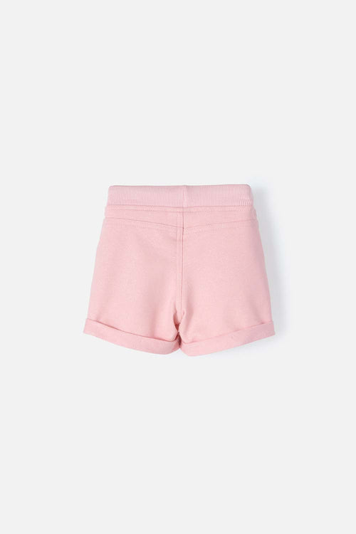 SHORT LITTLEMIC CON AMARRE DELANTERO ROSADO PARA NIÑA 2T A 5T