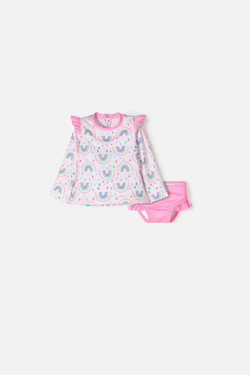 CONJUNTO DE BAÑO LITTLEMIC BLANCO Y ROSA PARA BEBÉ NIÑA
