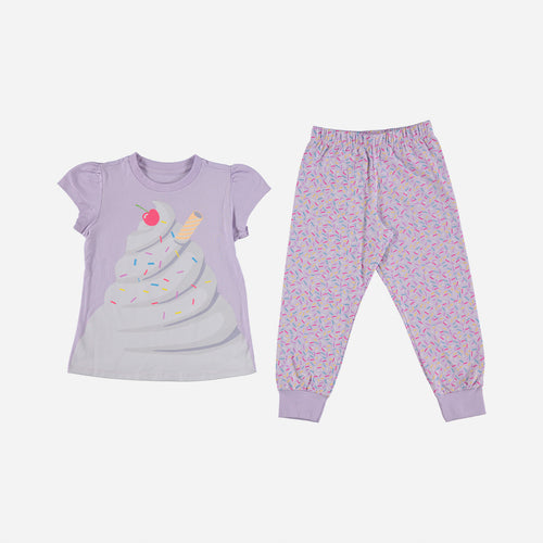 PIJAMA LITTLEMIC CON PANTALÓN LARGO LILA PARA NIÑA 2T A 5T