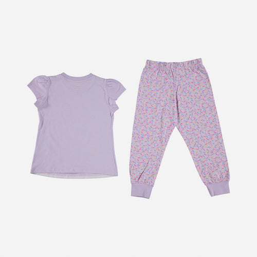 PIJAMA LITTLEMIC CON PANTALÓN LARGO LILA PARA NIÑA 2T A 5T