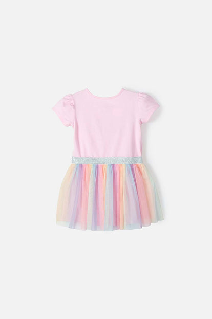 VESTIDO LITTLEMIC MULTICOLOR MANGA CORTA PARA NIÑA 2T A 5T